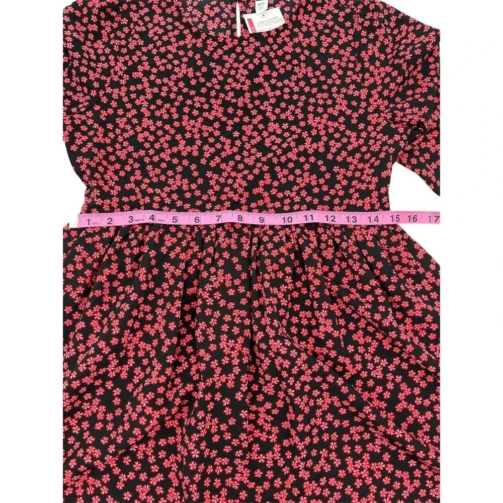 BP Black Graphic Blooms Long Sleeve Dress Size XSmall - Picture 8 of 12
